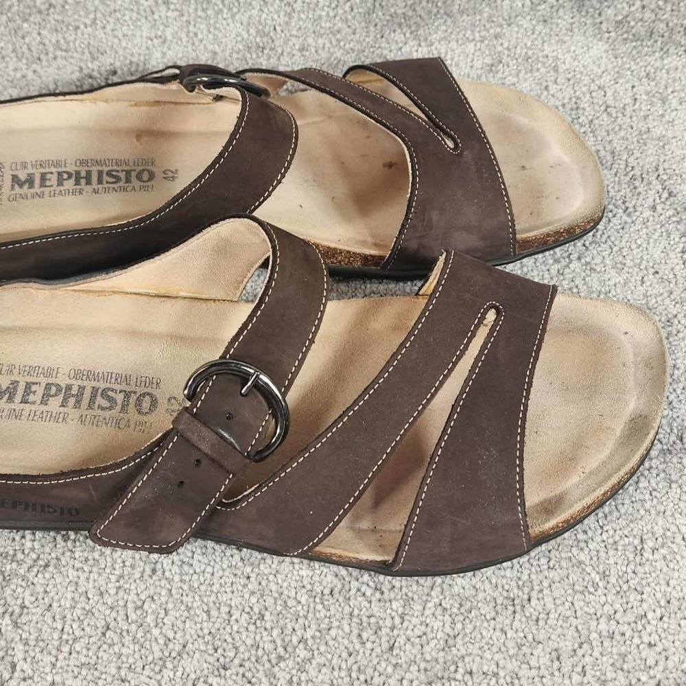 Mephisto Afida Sandals Dark Brown Nubuck Leather Cork Footbed Womens Size 12 - Picture 10 of 16